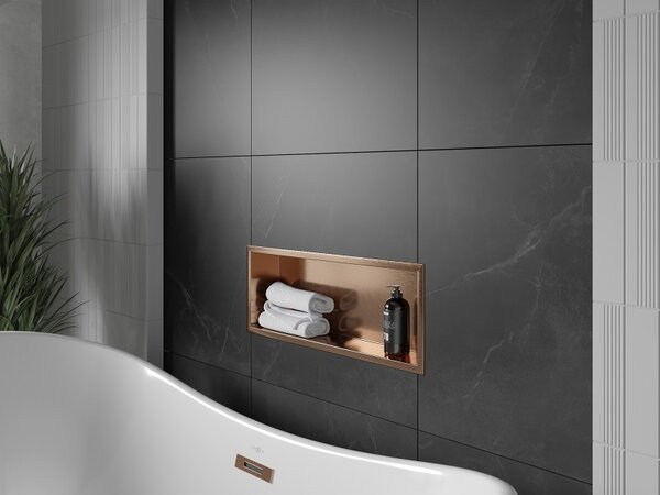 Mexen X-Wall-R, raft încastrat cu flanșă 60 x 20 cm, cupru mat - 19C0602010