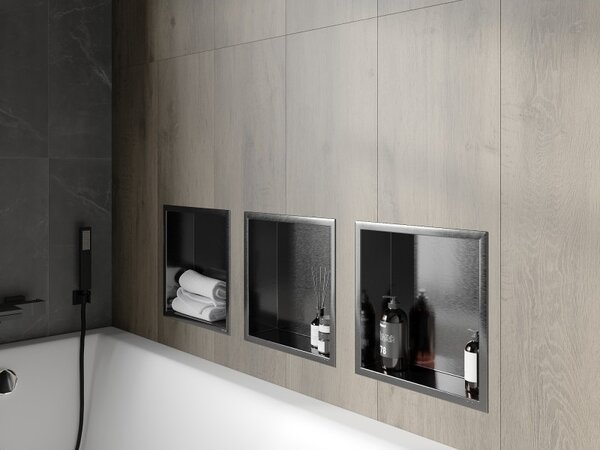Mexen X-Wall-R, raft încastrat cu flanșă 30 x 30 cm, grafit mat - 19E0303010