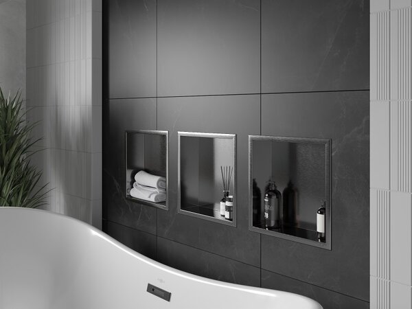 Mexen X-Wall-R, raft încastrat cu flanșă 30 x 30 cm, grafit mat - 19E0303010
