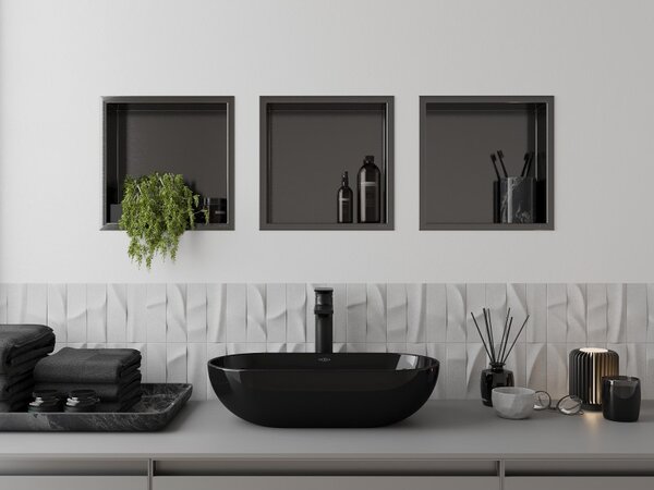 Mexen X-Wall-R, raft încastrat cu flanșă 30 x 30 cm, grafit mat - 19E0303010