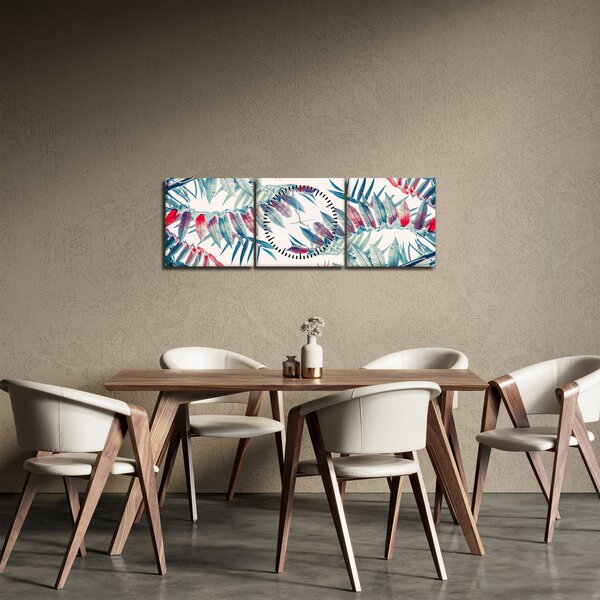 Tablou - Frunze tropicale (cu ceas) (90x30 cm)