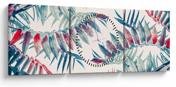 Tablou - Frunze tropicale (cu ceas) (90x30 cm)
