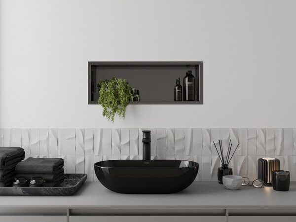 Mexen X-Wall-R, raft încastrat cu flanșă 60 x 20 cm, grafit mat - 19E0602010