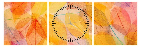 Tablou - Fundal frunze de toamnă (cu ceas) (90x30 cm)