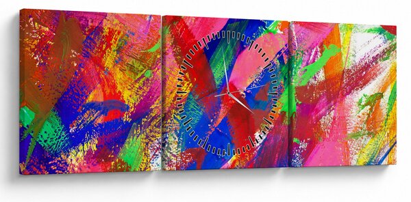 Tablou - Abstract colorat (cu ceas) (90x30 cm)