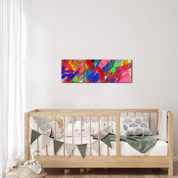 Tablou - Abstract colorat (cu ceas) (90x30 cm)