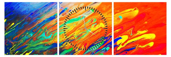 Tablou - Abstract colorat (cu ceas) (90x30 cm)