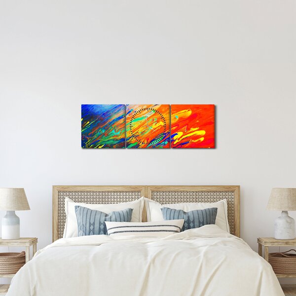 Tablou - Abstract colorat (cu ceas) (90x30 cm)
