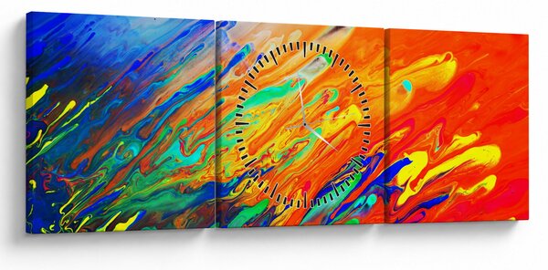 Tablou - Abstract colorat (cu ceas) (90x30 cm)
