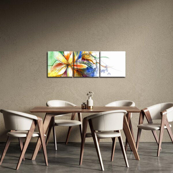 Tablou - Floare (cu ceas) (90x30 cm)