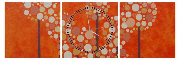 Tablou - Pădurea portocalie (cu ceas) (90x30 cm)
