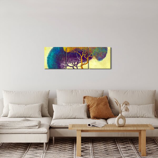 Tablou - Copaci în deal (cu ceas) (90x30 cm)