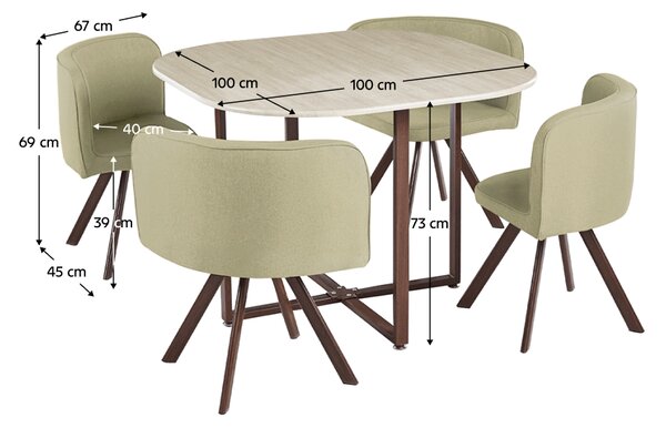 KONDELA Set de mobilier dining 1+4, maro deschis/natural, BEVIS NEW