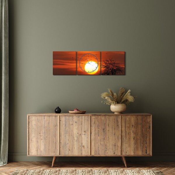Tablou - Apus de soare (cu ceas) (90x30 cm)