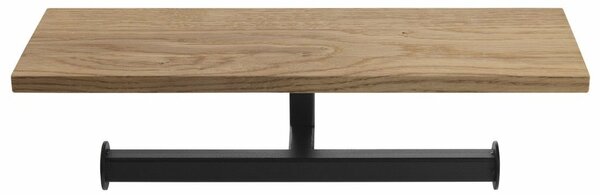 Suport dublu pentru hârtie igienică SAPHO Ska425 Ska cu raft 30 x 8 x 10 cm, negru mat / stejar
