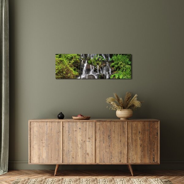 Tablou - Cascadă tropicală (cu ceas) (90x30 cm)