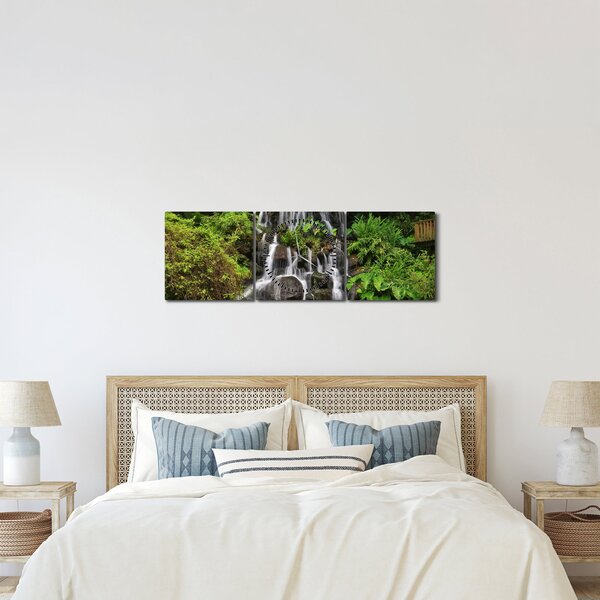 Tablou - Cascadă tropicală (cu ceas) (90x30 cm)