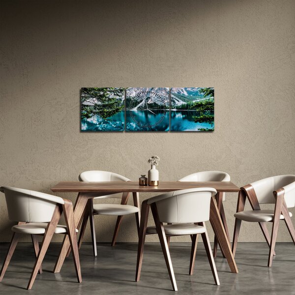 Tablou - Lac în Alpi (cu ceas) (90x30 cm)