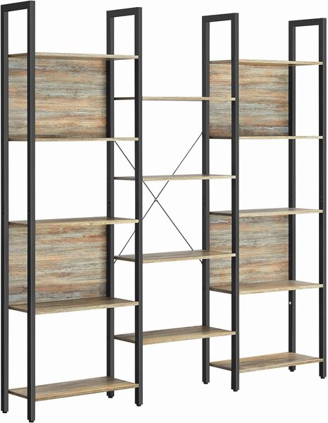Raft pentru cărți cu 14 polițe Model Aryan, Albastru/Negru, 158x24x166 cm
