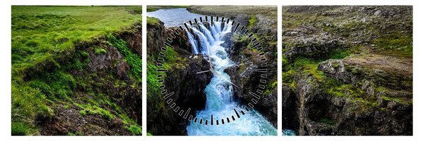 Tablou - Cascada intre stânci (cu ceas) (90x30 cm)