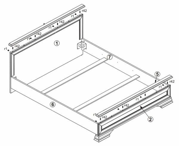 Cadru pat Idento B LOZ 90x200, alb, PAL/metal