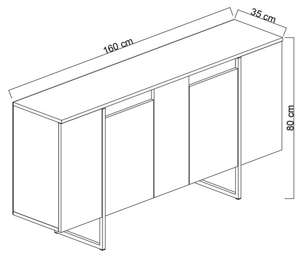Comoda Model Luxe, Negru/Nuc, 160x35x80 cm
