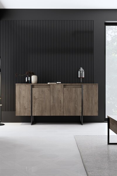 Comoda Model Luxe, Negru/Nuc, 160x35x80 cm