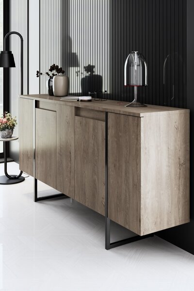 Comoda Model Luxe, Negru/Nuc, 160x35x80 cm