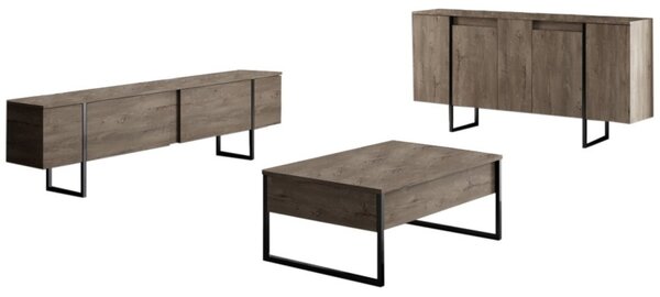 Comoda Model Luxe, Negru/Nuc, 160x35x80 cm