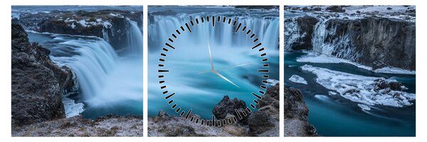 Tablou - Priveliște la cascade (cu ceas) (90x30 cm)