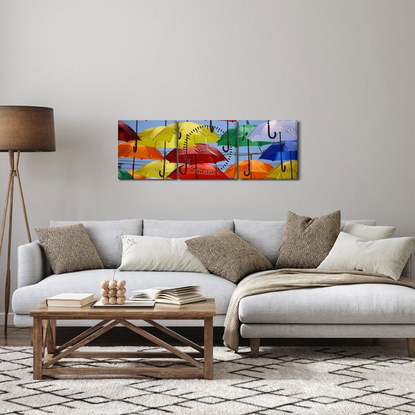 Tablou - Umbrele colorate (cu ceas) (90x30 cm)
