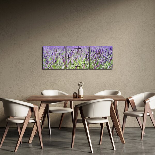 Tablou - Lavandă în câmp (cu ceas) (90x30 cm)