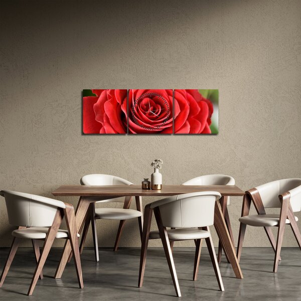 Tablou - Flori de trandafir (cu ceas) (90x30 cm)