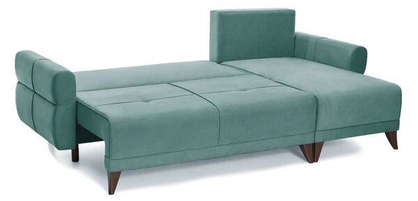 Colțar Extensibil LARIN, cu ladă de depozitare, șezlong interschimbabil, 235x90x100 cm - Outlet, Menta-Enjoy / Dreapta