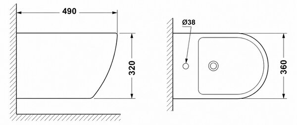 Bideu suspendat Erga Lily 490x360x320 mm, alb lucios, ERG-V03-LILY-BD-WH