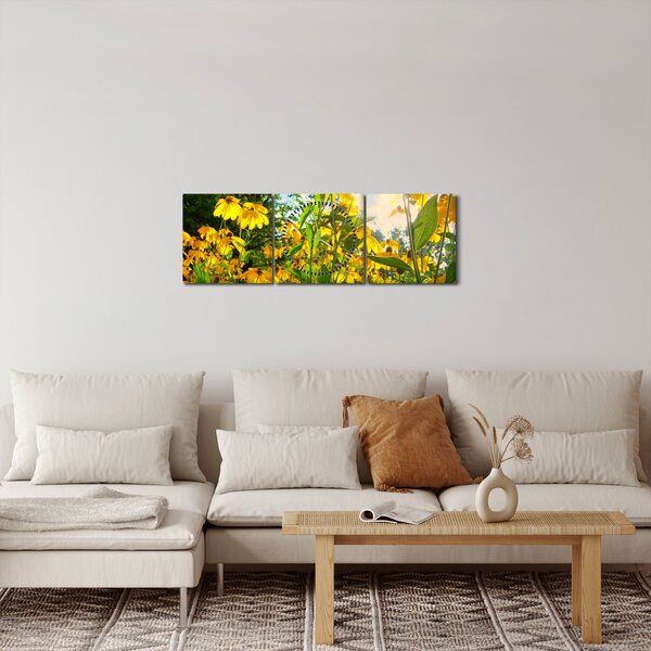 Tablou - Flori galbene (cu ceas) (90x30 cm)
