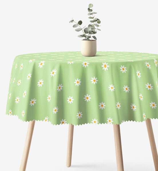 Goldea față de masă teflonată - margarete pe verde - rotundă Ø 160 cm