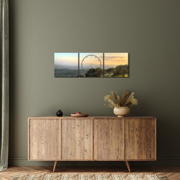 Tablou - Privire de pe deal (cu ceas) (90x30 cm)