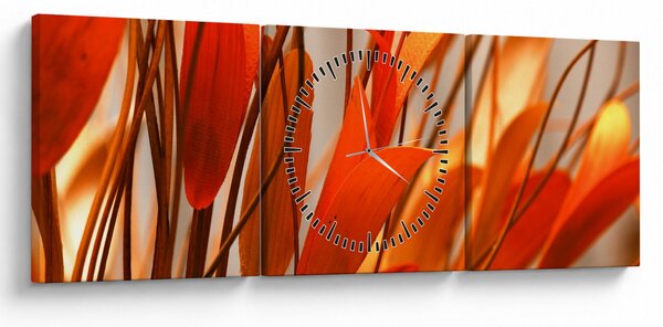 Tablou - Frunze înflorite (cu ceas) (90x30 cm)