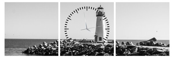 Tablou - Far de pe coastă, Santa Cruz, California (cu ceas) (90x30 cm)