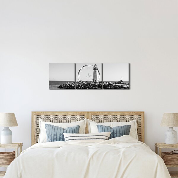 Tablou - Far de pe coastă, Santa Cruz, California (cu ceas) (90x30 cm)