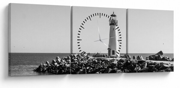 Tablou - Far de pe coastă, Santa Cruz, California (cu ceas) (90x30 cm)