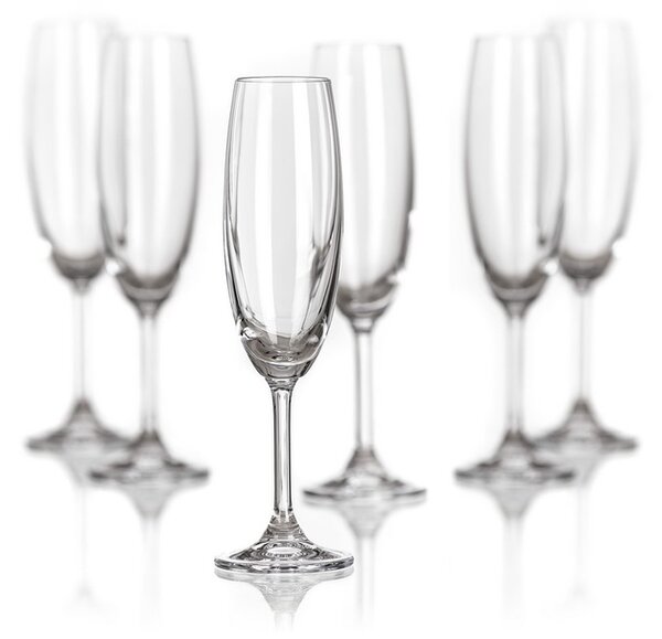 Set pahare şampanie Banquet Crystal Leona 210 ml, 6 buc