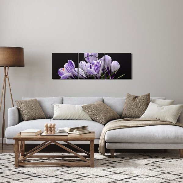 Tablou - Crocus violet (cu ceas) (90x30 cm)