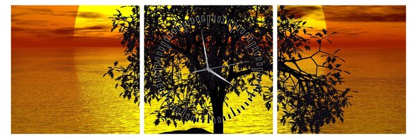 Tablou - Silueta copacilor (cu ceas) (90x30 cm)