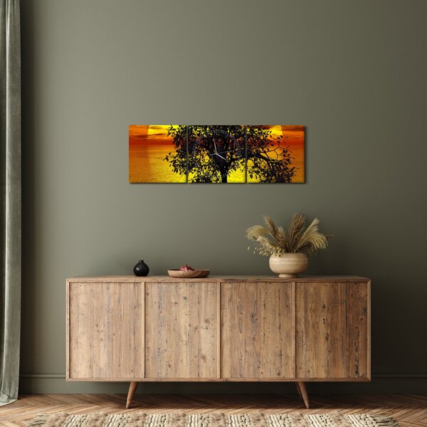 Tablou - Silueta copacilor (cu ceas) (90x30 cm)