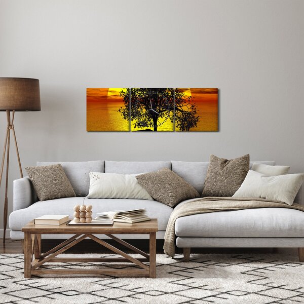 Tablou - Silueta copacilor (cu ceas) (90x30 cm)