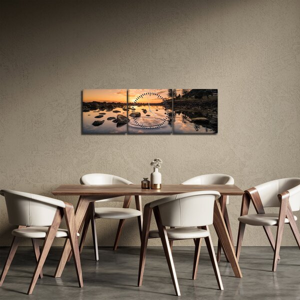 Tablou - Suprafața apei la apus de soare (cu ceas) (90x30 cm)