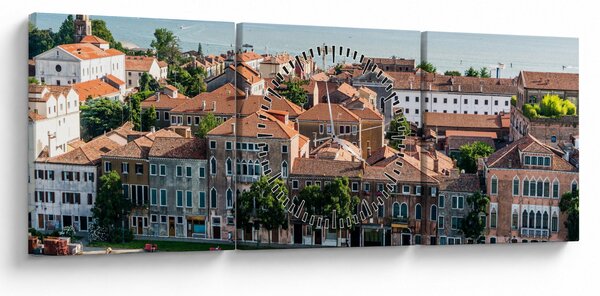 Tablou - Vedere aeriană a orașului (cu ceas) (90x30 cm)