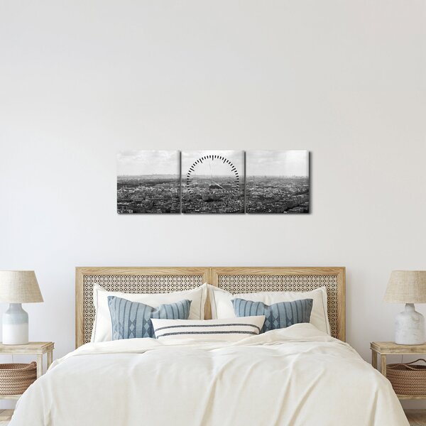Tablou - Acoperișuri clădirilor din Paris (cu ceas) (90x30 cm)